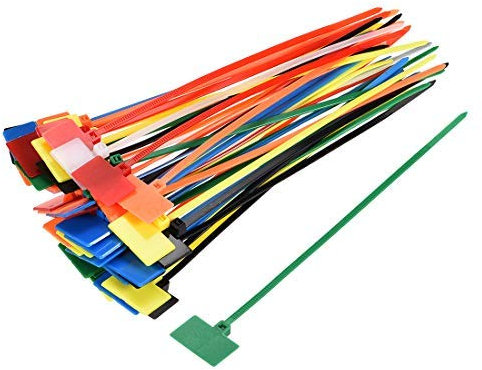 50 x 6 Inch Self-Locking Nylon Cable Zip Ties with Tag Mark Label, Multi-Coloured