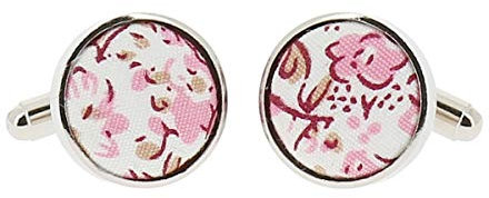 Boutons de Manchette Liberty Blanc et Vieux rose - Boutons de Manchette Homme à Fleurs Rose vieilli, poudré - Mariage champetre Fleuri
