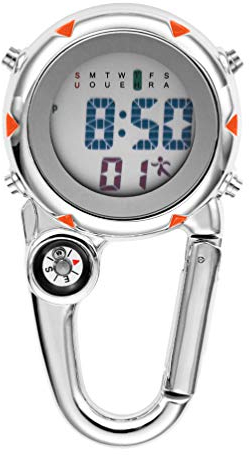 VOSAREA Karabiner Uhr Digital Sportuhren Angeln Wandern Klettern Mini Taschenuhr mit Kompass Camping Outdoor Activities Ärzte Krankenschwestern Orange
