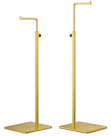 YIFU DISPLAY Purse Display Stand - 2 Pack Polished Gold Counter Adjustable Height Handbag Display Stand- Single Hanging Hook Bag Display (Polished Gold)
