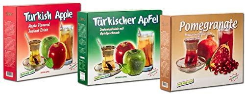 3er Set ottoman türkischer Apfeltee grün, rot und Granatapfeltee 250g Instantgetränk mit Granatapfel- & Apfelgeschmack