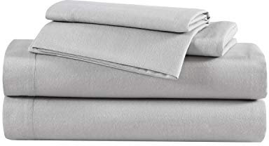 Eddie Bauer Bettwäsche-Set für King-Size-Bett, Baumwoll-Flanell-Bettwäsche-Set, gebürstet für zusätzliche Weichheit, gemütliche Heimdekoration (grau, King-Size)