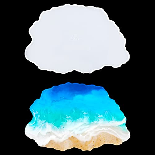 Zayookey Silikonformen Epoxidharz Formen Unregelmäßige Silikon-Untersetzer Groß Resin Tablettformen Silikonform für DIY Harzhandwerk Tray Mold (unregelmäßige Form)