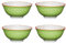 KitchenCraft Ceramic Bowl Set with Embossed / Geometric Pattern, Stoneware, Multi-Colour, 15.5 cm, Set of 4 Bowls
