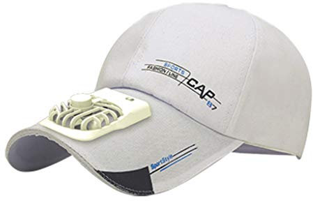 MEIBAOGE - Gorra de béisbol con Ventilador de Carga USB de Verano con Letras Impresas, Gorra de béisbol con Pico Ajustable de 2 velocidades, Color Blanco