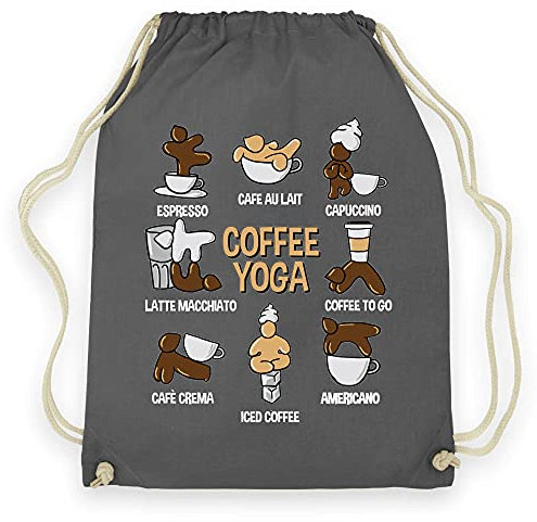 wowshirt Turnbeutel Coffee Yoga Arbeit Arbeitskollege Chef Job Büro, Farbe:Graphite Grey