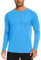 TACVASEN Men's Sun Protection T-Shirt UPF 50+ UV Protection Long Sleeve Tops Work Fishing Swimming Shirt Rash Guard Top Azure Blue