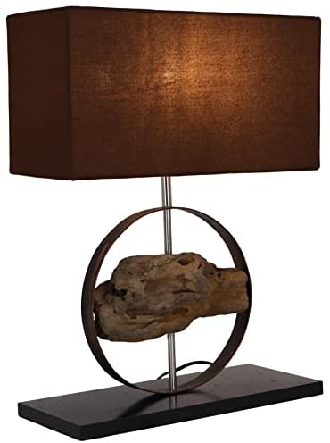 GURU SHOP Tischlampe/Tischleuchte, Handgemacht aus Naturmaterial - Modell Milo, 47x35x15 cm