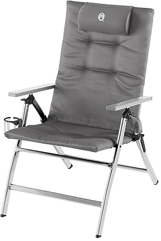 Coleman Premium Aluminum Campingstuhl mit gepolsterter Rückenlehne und 5-Positionen Einstellung - Extrem Stabiler Stuhl mit Becherhalter für höchsten Komfort und Qualität