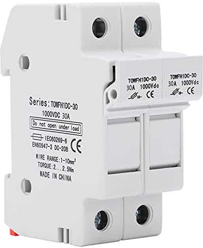 DC 1000V 2P Sockel für Sicherungshalter DIN Schienen Montage für Sicherungskerngröße (TxL)10x38mm/0,4x1,5 Zoll Stromverteilungs Steuergeräte(30A)