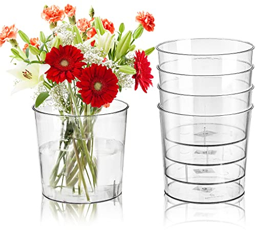 Kingrol 6 Pack Clear Flower Vases, Tall 15cm, 3 Quart Plastic Ice Buckets for Chilling Beer, Wine, Champagne, Multipurpose Buckets for Home Office