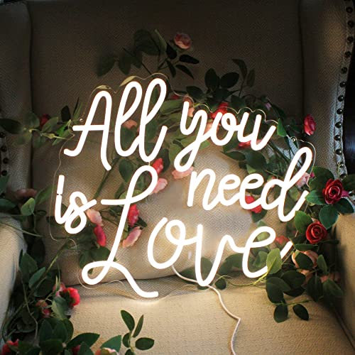 Panneau lumineux néon à DEL « All You Need is Love » pour mariage, chambre, anniversaire, enterrement de vie de jeune fille, fiançailles, décoration murale de Noël, blanc chaud