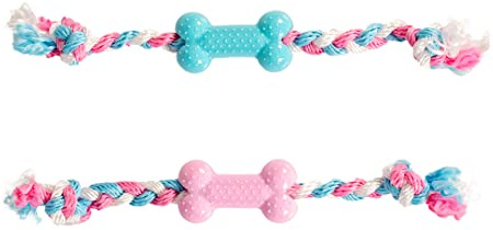 duvoplus, Dogtoy Puppy TPR Knochen mit Nylonseil, 35 cm, Spielzeug für Hunde