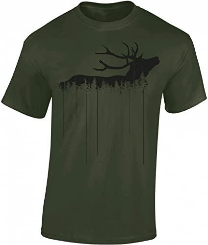 Jäger T-Shirt Männer - Waldhirsch - Jagd Tshirt Herren - Geschenk Kleidung Zubehör (Army XL)