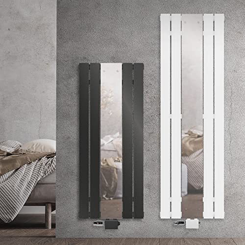 ML-Design Radiatore da Bagno Piatto a Specchio 450 x 1600 mm in Acciaio Bianco Termoarredo per Bagno Design Moderno Scaldasalviette Portasciugamani Calorifero Termosifone con Connessione Universale