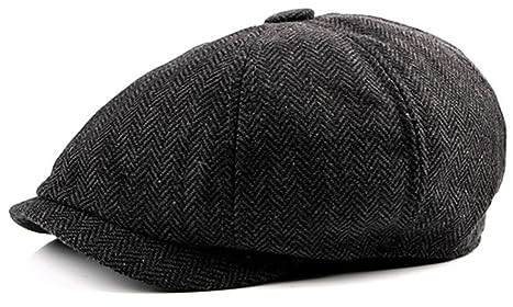 SDKZBFC Männer 8 Panel Newsboy Cap Tweed Cabbie Hut Snap Krempe Herringbone Atmungsaktiv Sommerhut Verstellbar Flache Mütze