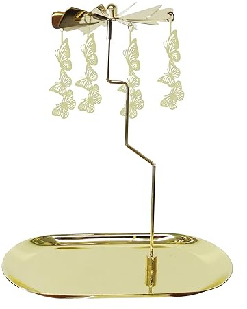 Kingnero Rotary Kerzenhalter mit Tablett/Spinner Drehen Teelicht Kerzenhalter/Glod Karussell Kerze für Weihnachten Valentinstag Party Dekoration und Geschenk (Roségold Schmetterling)