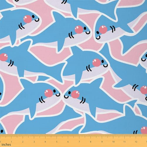 Nette Hai Stoff Marine Tier Thema DIY Nähen Handwerk Hobby Stoff von The Yard Aquarell Blue Whale Dekorative Stoff für Polsterung und Home Akzente,92x150