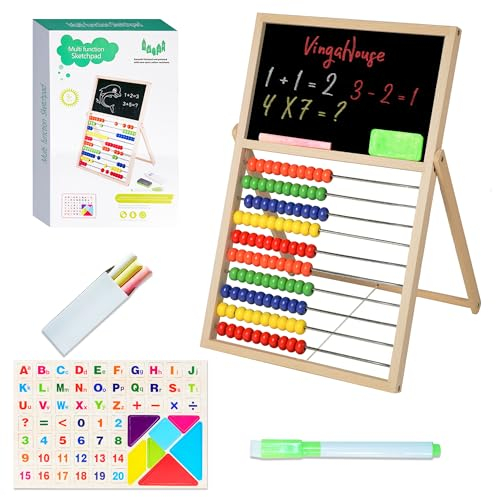VingaHouse Grundschule Rechenschieber Abacus, Abacus Rechner Kinder und Blackboard & Whiteboard mit Magnetaufkleber,Spielzeug ab 3 Jahre