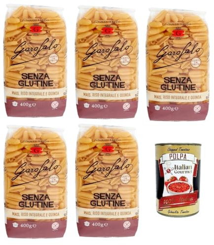 Italian Gourmet Gnocco Sardo Pasta senza glutine 5 x 400g Glutenfrei | Mais-Reis-Mischung, ruvida e corposa; Spezialität aus Sardinien für deftige, Gesamtnettogewicht 2 kg + Kostenlos Polpa 400g