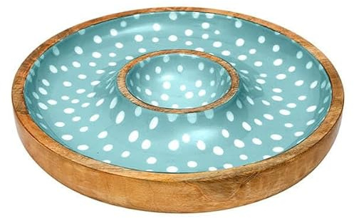 Sintra Bol en bois de manguier à pois Bleu canard