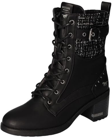 MUSTANG 1441-507, Stivaletti Stringati Donna, Nero, 40 EU