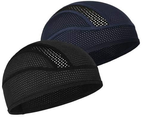 MELASA Cycling Skull Cap Under Helmet Liner, Cooling Mesh, Sweat Beanie