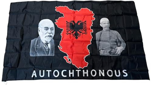Albanische Flagge Autochthonous 150x90cm aus fein Polyester - Albanien Flagge Autochthonous - Kosovo Flagge Autochthonous - Flamuri i Shqipëris Autochthonous 150x90cm - Albanian Flag 150x90cm