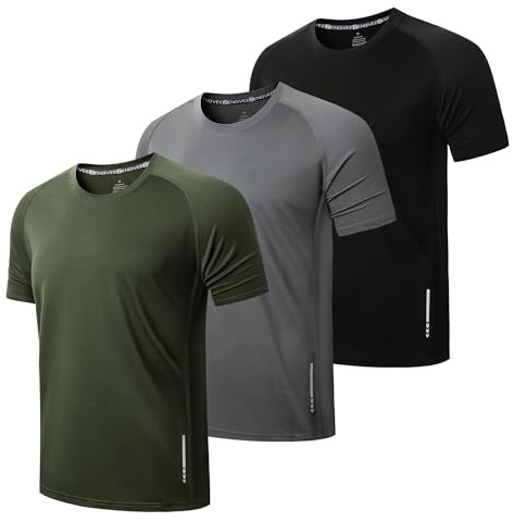 ZENGVEE 3er Pack Sport Tshirts Herren Funktionsshirt Schnelltrocknend Atmungsaktive Fitness Trainingsshirt Herren Laufshirt Kurzarm