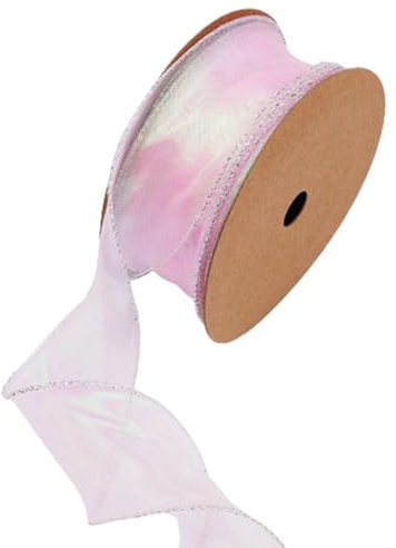 Wisafory 10 Yards Organzaband Dekoband Geschenkband Schimmernd Organza Band mit Drahtkante Schleifenband Stoffband Organza Bänder Bastelband für Blumensträuße Geschenkverpackung Rosa 4cm