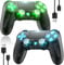 Bonacell 2 RGB Wireless Controller für PS4/Slim/Pro, Kompatibel mit PC Windows/Android/IOS, mit 1000-mAh-Akku, 3,5-mm-Audiobuchse und Turbo-Funktion LED/Touch Pad with Typ-C-Datenkabel