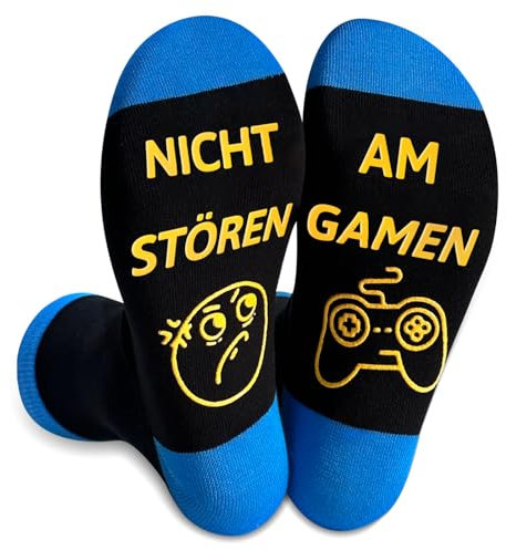 Gamer Für Männer Damen 39-46 Geschenk Fun Lustige Gaming Socken GeschenkNeuheit Baumwoll Man Papa Opa Teenager Geburtstag Weihnachten Ggeschenkideen Geschenk zum Vatertag