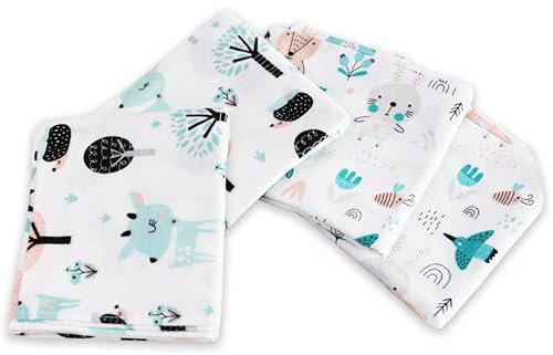 FENSILO Moltontücher|80x80cm|4er Pack-Flanellwindeln aus 100% Baumwolle,Moltonwindel Spucktücher Baby, Spucktuch Flanell Moltontuch Unisex Spucktücher für Jungen oder Mädchen Light Blue
