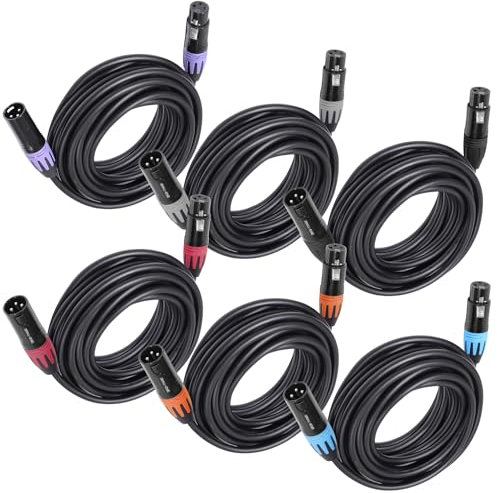 SMALL-EYE XLR Cables 3 feet 6 Pack, Balanced XLR Microphone Patch Cables Male to Female for Mic 22 AWG (OFC)