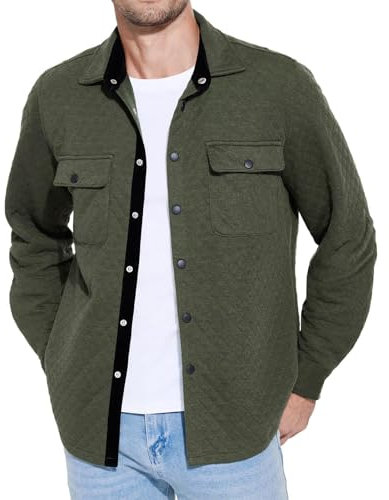 Giacche da Uomo a Maniche Lunghe Cappotto da Uomo a Collo Alto Cardigan Leggero Basic Autunno Inverno 2025, U-269 Army Verde Lime, XL