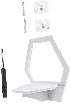 VOSAREA Wall-mounted Flowerpot Shelf Hexagonal Decorative Storage Stand Hooks White Wooden Bedside Sundries Organizer for Living Room and Bedroom