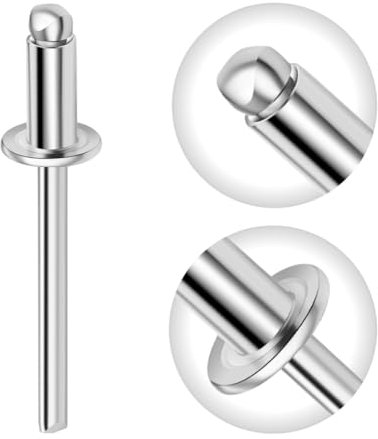 Gabex Lot de 50 rivets aveugles à tête plate en aluminium et acier - Diamètre : 2,4 à 6,4 mm - Qualité professionnelle (3,2 x 4 mm, 50 pièces)