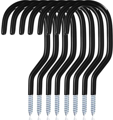 8 Pz Gancio Bici Muro, Ganci per Biciclette da Muro, Ganci Appendi Bici da Muro Garage, Ganci da Parete per Garage, Multiuso Ganci a Vite Impieghi per Attrezzi da Soffitto Scale Utensili(Nero)