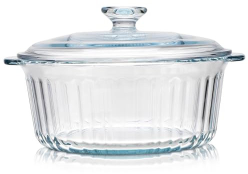 OKUMEYR Glas-backform Mit Deckel Klarer Glastopf Für Ofen Rund Zum Backen Und Kochen Hitzebeständig Für Suppen Und Aufläufe