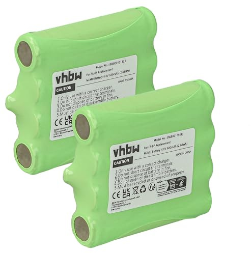 vhbw 2x Battery compatible with Audioline PMR Easy 012 Radio, Walkie-Talkie (600 mAh, 4.8 V, NiMH)
