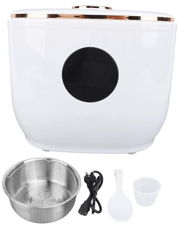 Olla Interior de Cerámica Esmaltada de 500W y 3L, Olla Arrocera para Mantener Caliente, Temporizador Preestablecido, Cesta de Cocción Al Vapor para Uso Doméstico, 1-6 Personas,