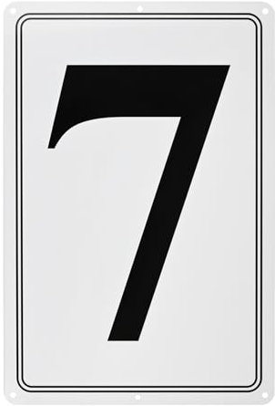M METERXITY Aluminum Number Sign 7, 11.8 Inch House Numbers and Metal Letters, Parking Spot Letter Signs, Metal Letter Wall Decor for Garden/Door/Mailbox [Black Text On White]