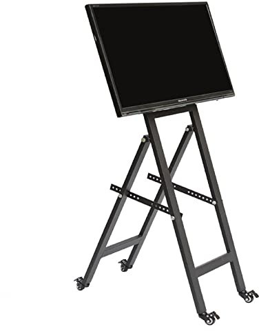 TV-Halterung, mobiler TV-Wagen auf Rädern, Faltbarer, schrumpfbarer Rollbodenständer für 32-65-Zoll-Flachbildfernseher, max. VESA 600 x 400 mm