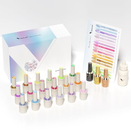 VENALISA Gel Nail Polish Set 22 Colours Cat Eye Glitter UV LED Soak Off V1 | Blue Red Pink • Long Lasting Wear • Highly Pigmented • Smooth Application • Base & Top Coat & Matte Top Coat Included