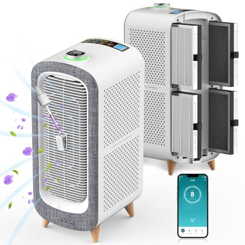 Jafända Luftreiniger Allergiker mit Aromatherapie, Luftreiniger Raucherzimmer HEPA-Filter Gegen 99,97% der Schimmel Gerüche Staub, Luftqualitäts-Feedback und Auto-Modus, CADR 480m³/h für Wohnung 22dB