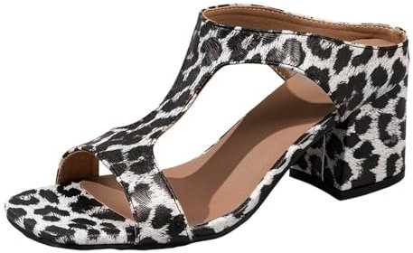 Stivali Caldi Per Costosi Sandali e borsa con stampa leopardata sexy alla moda di grandi dimensioni europea, tacchi spessi, tacchi alti, sandali vuoti a bocca di pesce per Scarpe Tacco Alto, Le Noir