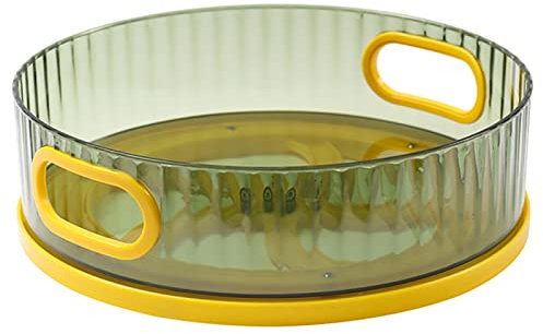 Bandeja giratoria de cristal con asa, transparente, fácil de usar