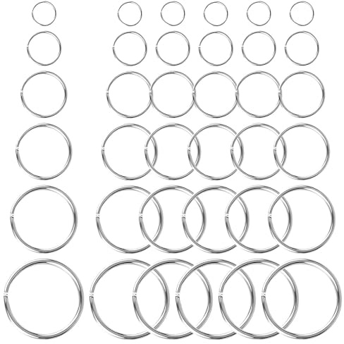 iwontalersy 36 Pack Anneau Porte Clé,Porte-clés Ouvert à Double Boucle Avec Boîte,Plusieurs Tailles,pour Collier Bracelet Fabrication de Bijoux