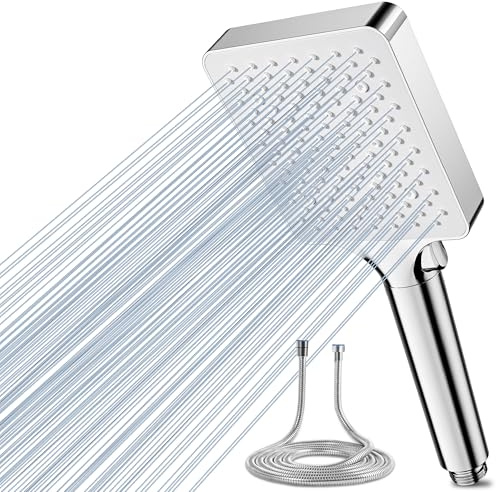 Magichome Duschkopf mit Schlauch 1,5M, 6 Strahlarten Hochdruck Duschkopf | Handbrause Wassersparend Regendusche Einhand-Einstellung, Brausekopf mit 1,5M Duschschlauch, Sparduschkopf Groß