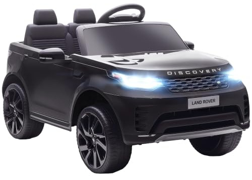 AIYAPLAY Land Rover Discovery Licensed 12V Electric Car for Kids Black | Ride on SUV with Remote Control, 4 Wheel Suspension System, Slow Start, LED Lights, Music, for 3-6 Years Old